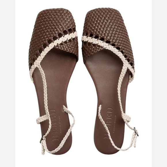 Hereu Rondaaia Brown Leather Slingback Flats - Picture 1 of 5